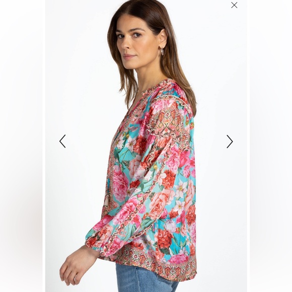ROSE NARCISA BLOUSE Johnny Was XXS Silk brand new never worn NWOT - Picture 2 of 8